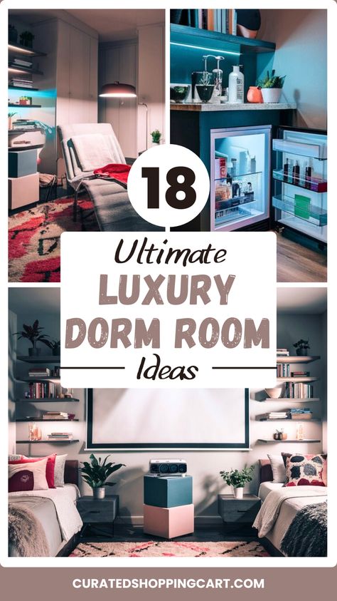 Discover 18 luxurious dorm room ideas to transform your college space into a stylish haven! Make your dorm room cozy, comfortable, and uniquely you with these creative ideas. Luxury dorm decor, chic dorm ideas, dorm room inspiration, dorm design, dorm decor ideas, college dorm room, luxury dorm room aesthetic, luxury dorm room ideas aesthetic, luxury dorm aesthetic, luxury dorm room modern, luxurious dorm rooms, luxurious dorm room ideas, luxurious dorm aesthetic, luxurious college dorm. Basic Dorm Room, Dorm Room Modern, Dorm Room Cozy, Dorm Room Ideas Aesthetic, Luxury Dorm, Luxury Dorm Room, Chic Dorm, Dorm Aesthetic, Cozy Dorm Room