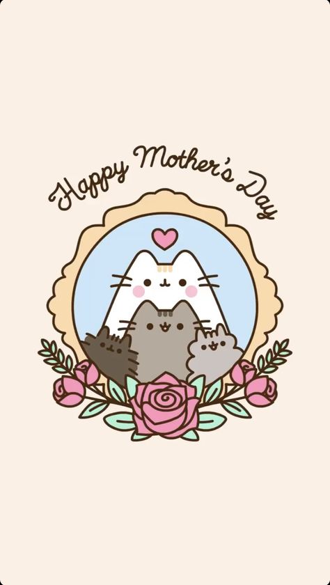 Cat Family Drawing, Mama Drawing, Kawaii Lockscreen, Gacha Wallpaper, Cute Flower Drawing, Mother's Day Background, Pusheen Cute, Cute Lockscreens, Family Drawing