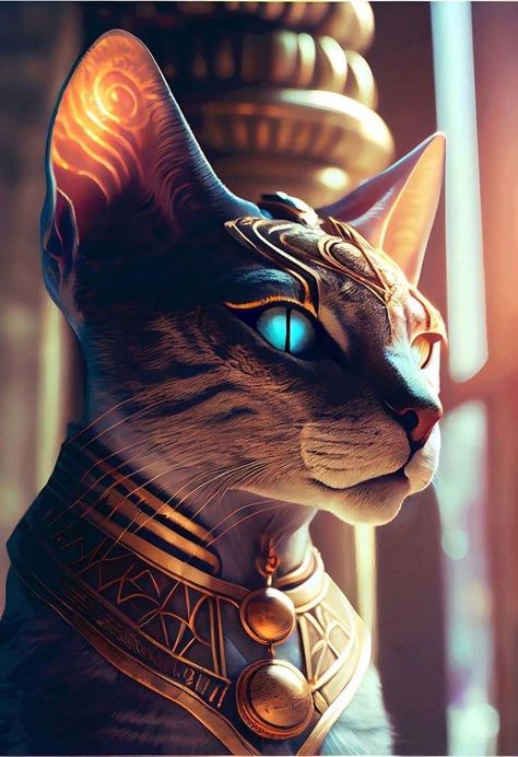 Egyptian Cat Tattoo, Bastet Tattoo, Egyptian Cat Tattoos, Bastet Goddess, Egyptian Goddess Art, Egyptian Cat Goddess, Goddess Bastet, Ancient Egyptian Deities, Egypt Concept Art