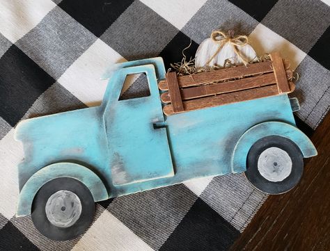 Blank wooden truck. Dollar tree. Fall. Blue truck. Pumpkin. Painted. Handmade. Ideas. Crafts. Pumpkin Painted, Pumpkins Diy, Truck Crafts, Fall Blue, Fall Decor Dollar Tree, Dollar Tree Fall, Wooden Truck, Christmas Tree Truck, Blue Truck