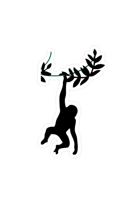 Monkey Silhouette, Jungle Vbs, Vbs Jungle, Monkey Hanging, Monkey Tattoo, Black Monkey, Monkey Tattoos, Jungle Tree, Vbs Ideas