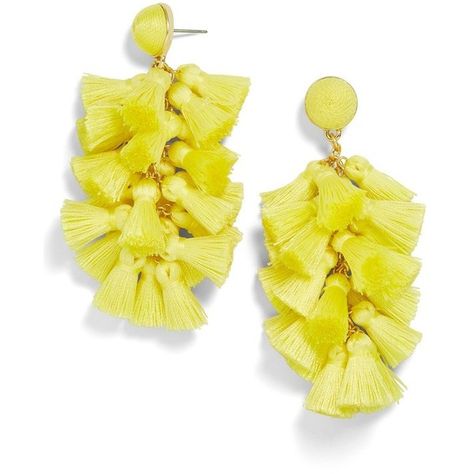 Women's Baublebar Contessa Tassel Earrings ($38) ❤ liked on Polyvore featuring jewelry, earrings, yellow, yellow drop earrings, tassel jewelry, yellow earrings, tassle earrings and baublebar earrings Yellow Tassel Earrings, Earrings Outfit, Pear Earrings, Crystal Wedding Jewelry, Baublebar Earrings, Geode Earrings, Wedding Bridesmaid Jewelry, Wedding Earrings Drop, Yellow Jewelry