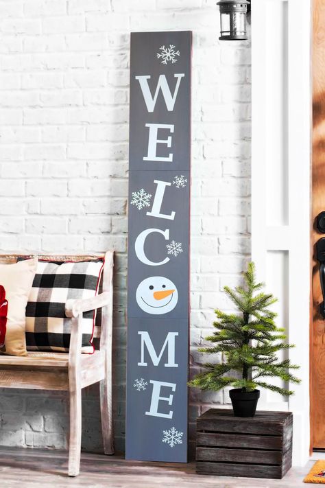 Christmas Porch Decorations, Sign For Front Door, Porch Decorations, Farmhouse Aesthetic, Snowman Design, Christmas Porch Decor, Christmas Hanging Decorations, Christmas Porch, Porch Signs