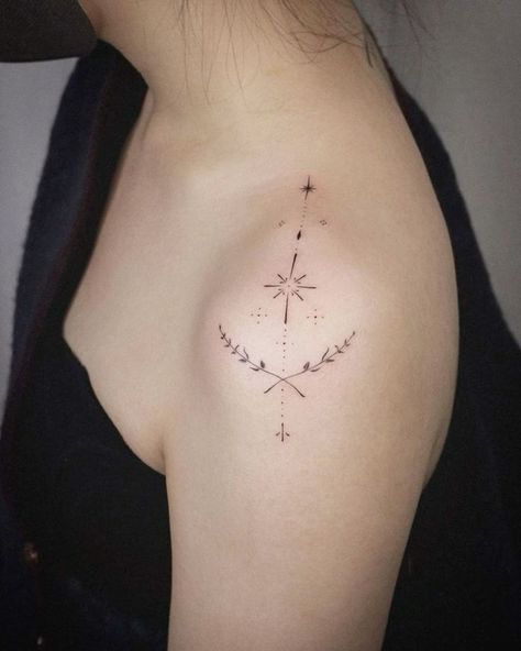 Star Tattoo On Shoulder, Finger Tattoos For Women, 24 Tattoo, Hero Tattoo, Shoulder Tats, Stunning Tattoos, Small Shoulder Tattoos, Horoscope Tattoos, Finger Tattoo For Women