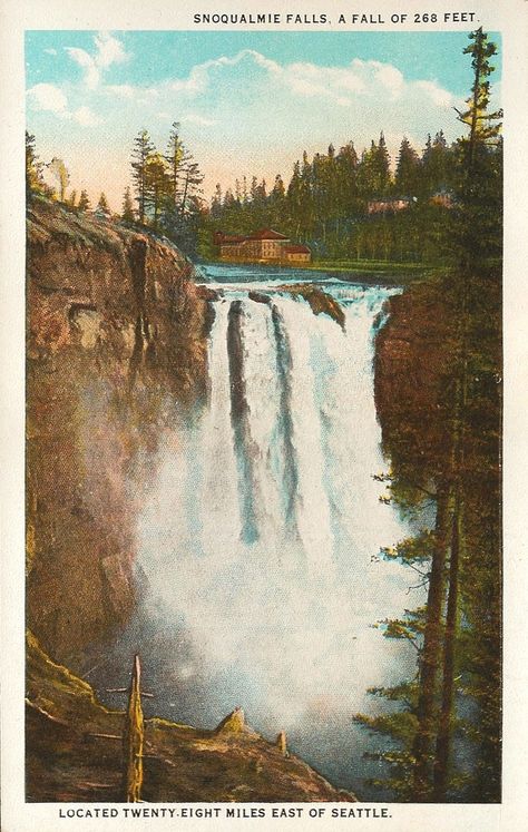 SNOQUALMIE FALLS 1923 POSTCARD Snoqualmie Falls, Washington State Parks, Evergreen State, Sales Page, Honeymoon Travel, Beautiful Waterfalls, Twin Peaks, Washington State, Pacific Northwest