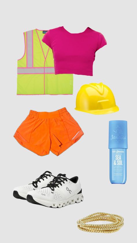 construction worker for football game!🏈#cute#footballgame#happy#foryoforyouoage#fyp#trending#neon#football#happy#pink#orange#green#neonyellow#cute#outfit#cuteoutfit Neon Football, Construction Outfit, Game Cute, Spirit Week Outfits, Neon Outfits, Football Game Outfit, Up Theme, Orange Outfit, Pink Out