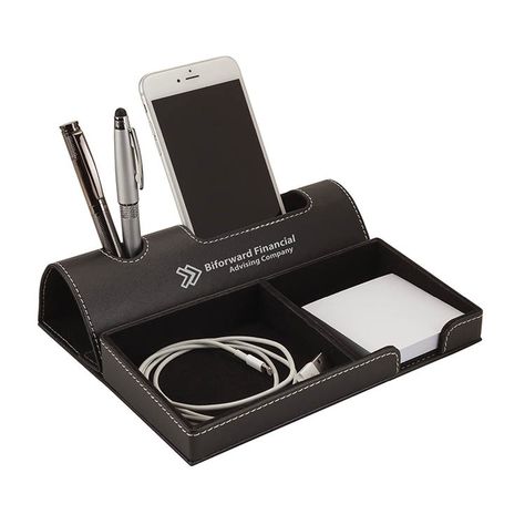 promotional products creative ideas | promotional products marketing | desk organizer ideas | desk organizer office | desk organization ideas Phone Essentials, Desk Organizer Tray, Fancy Pens, Pen Stand, Leather Organization, Desk Organization Office, Promotional Products Marketing, Office Items, A Pen