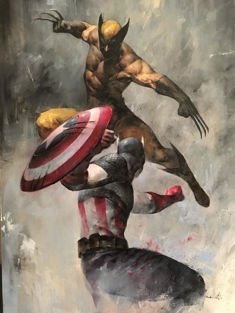 Wolverine Vs Captain America, Wolverine Artwork, Wolverine Comic, Wolverine Art, Marvel Artwork, Comic Book Artwork, Wolverine Marvel, Arte Dc Comics, Marvel Comics Wallpaper