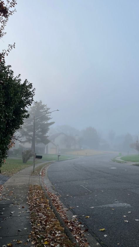 foggy, morning, fall, sidewalk, neighborhood, aesthetic, grey aesthetic, Foggy Morning Wallpaper, Gloomy October Aesthetic, Fall Foggy Morning, Emely Core Aesthetics, Early Winter Morning Aesthetic, Fall School Morning, Brianna Season, Raning Morning, Foggy Autumn Aesthetic