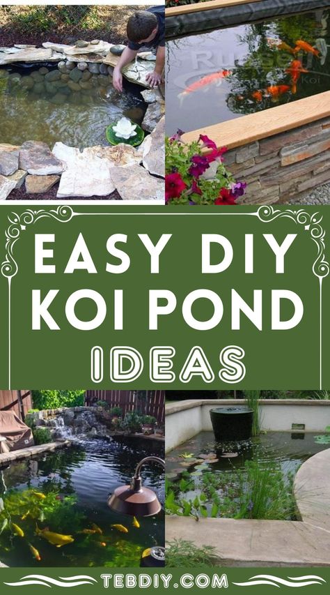 15 DIY Koi Pond Ideas For Your Backyard Koi Pond Ideas Backyard, Fancy Goldfish Pond, Diy Coy Pond, Coy Pond Ideas Backyards, Small Koi Pond Ideas, Koi Fish Pond Backyard, Mini Fish Pond, Diy Koi Pond, Small Koi Pond