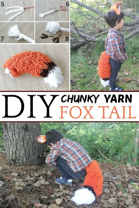 Super cute yarn fox tail for dress up time! This DIY fox tail is so cute! #dressup #diytail #fox #pretendplay #squirrelsofafeather Cute Homecoming Makeup, Diy Fox Tail, Fox Costume Diy, Tail Tutorial, Squirrel Costume, Fox Costume, Animal Tails, Food Costumes, Diy Kostüm