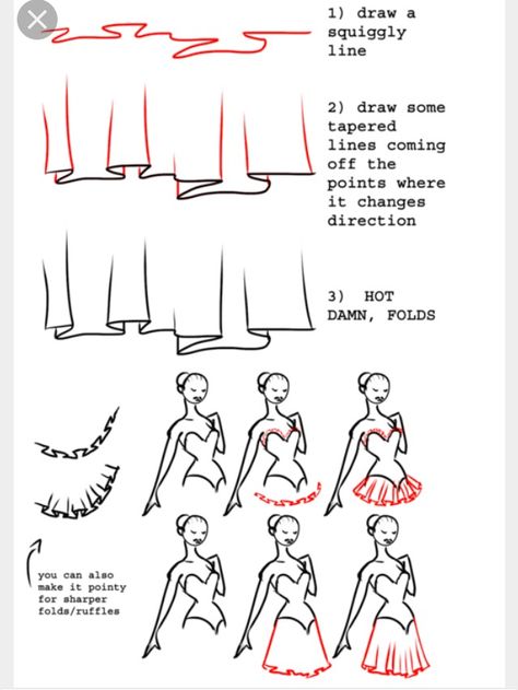 How To Draw Ruffles, Ruffles Drawing, Draw A Dress, Fashion Figures, Drawing Clothes, Art Tips, Drawing Tips, Art Plastique, Drawing Techniques