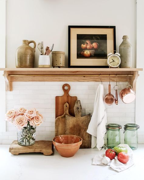 Kitchen Wall Shelves, Kitchen Shelf, Cottage House, Pots Pans, Kitchen Pictures, Cottage Kitchen, Humble Abode, Cool Diy Projects, Kitchen Shelves