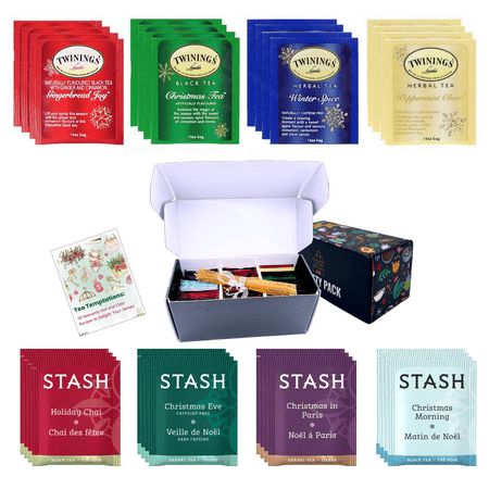 Elevate your holiday season with our exquisite Holiday Tea Set: the Christmas Tea Sampler that includes Stash Tea and Twining Tea variety bags. This thoughtfully curated tea bags variety pack combines the best of Twinings tea and Stash tea bags to bring you a delightful assortment of herbal and black teas, perfect for the festive fall tea season. With 48 tea bags encompassing 8 unique flavors, 6 tea bags per flavor, and an array of 10 honey sticks and recipe eBook this set is a true tea lover's Christmas Tea Bags, Tea Sampler Gift, Gifts For Older Women, Teavana Tea, Cloves Spice, Stash Tea, Twinings Tea, Wine Flavors, Black Tea Bags