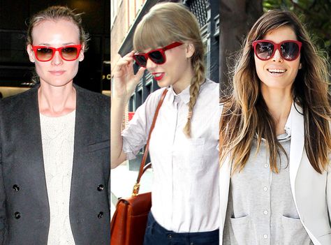 Seeing red! Make a statement with red frames like to Diane Kruger, Taylor Swift and Jessica Biel.   Taylor's Ray-Ban Wayfarer are a classic take on the trend. Charismatic Man, Friends Relationships, Dapper Dress, Business Connections, Glasses For Your Face Shape, Celebrity Sunglasses, Sporty Sunglasses, Sunglasses Outfit, Eyewear Trends