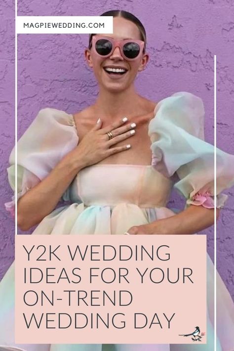 Want to embrace the Y2K trend? Embrace modern vintage and check out our Y2K Wedding Ideas For Your On-Trend Wedding Day. #magpiewedding Y2k Wedding, Retro Wedding Inspiration, Bright Pink Wedding, Alternative Bride, Creative Wedding Ideas, Bridal Separates, Bright Wedding, Wedding Fair, Luxe Wedding