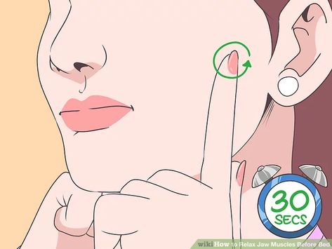 3 Ways to Relax Jaw Muscles Before Bed - wikiHow Jaw Massage, Scapula Exercises, Jaw Pain Relief, Headache Diet, Nerve Pain Remedies, Tmj Relief, Teeth Clenching, Jaw Exercises, Jaw Muscles