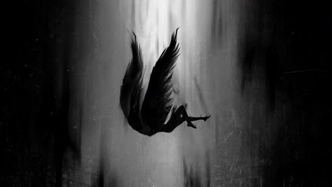 Dark Heaven Aesthetic, Dragon Falling From The Sky, Angel Wallpaper Pc, Angel Core Banner, Lucifer Aesthetic Dark, Black And White Aesthetic Wallpaper Pc, God Aesthetic Dark, Dark Knight Aesthetic, Fallen Knight