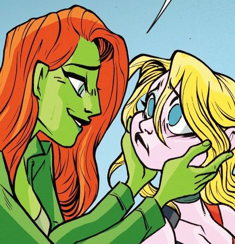 Comfort Poses Drawing, Matching Harley And Ivy Pfps, Poison Ivy And Harley Quinn Matching Pfp, Poison Ivy Pfp Cartoon, Harlivy Comic, Poison Ivy Kiss Batman, Ivy And Harley Comics, Yuri Comics, Poses Drawing