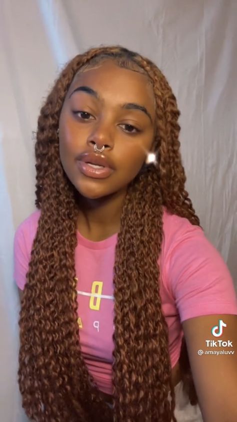 Protective Hairstyles Braids Summer, Braid Colors For Light Skinned, Light Brown Twists Black Women, Brown Twist Braids Hairstyles, Xs Passion Twists, Brown Box Braids Dark Skin, Honey Brown Box Braids On Light Skin, Brown Braids On Light Skin, Light Brown Passion Twists