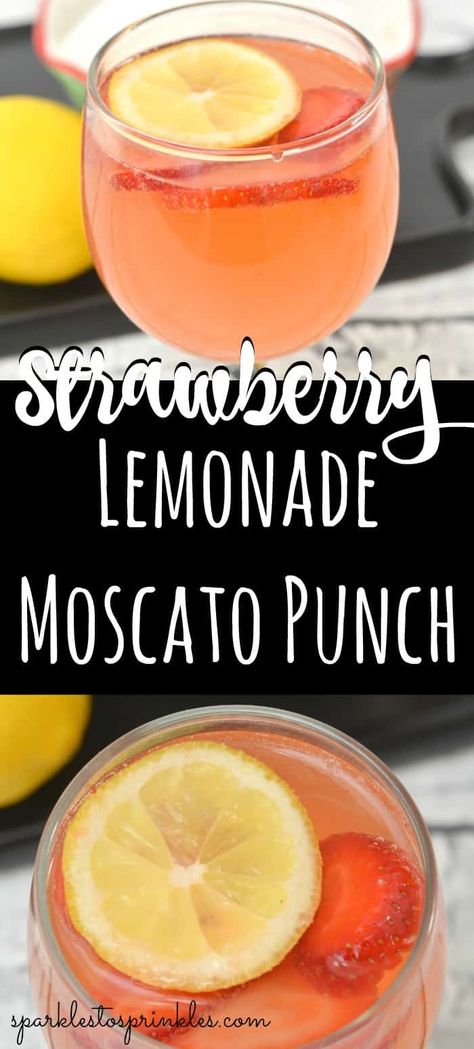 Simple Jungle Juice Recipe, Moscato Lemonade, Easter Punch Recipes, Moscato Strawberry Lemonade, Beach Drink Recipes, Moscato Punch, Strawberry Lemonade Punch, Fall Punch Recipes, Jungle Juice Recipe