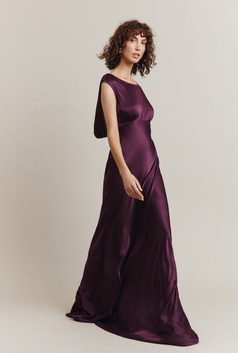 Plum Wedding Dresses, Plum Bridesmaid, Plum Bridesmaid Dresses, Bridesmaid Satin, Elle Dress, Boat Neck Dress, Satin Bridesmaid Dresses, Short Bridesmaid Dresses, Satin Maxi