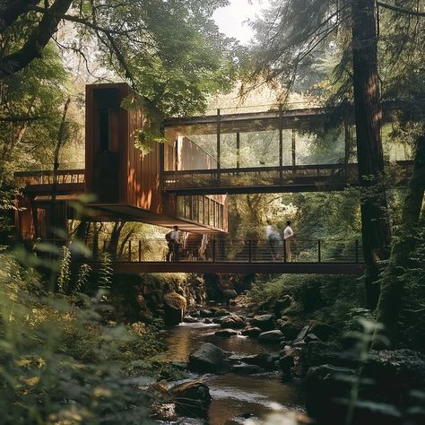 corten creek #imagine #midjourneyarchitect #midjourney #artificialintelligence #artificialarchitecture #artificialsketchbook #designboom #architecture #design #generativedesign #steel #corten #creek #house #houseinspo #dwell Solarpunk House, Dream House Garden, Creek House, Jungle House, Brutalism Architecture, Earthship Home, Generative Design, Resort Design, Beach House Design