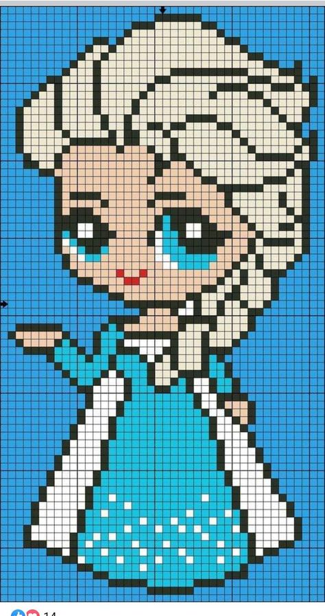 Disney Pixel Art Grid, Disney Pixel Art, Pixel Art Disney, Frozen Cross Stitch, Hama Disney, Crochet C2c Pattern, Unicorn Cross Stitch Pattern, Hello Kitty Crochet, Disney Cross Stitch Patterns