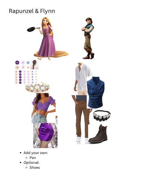 Rapunzel and Flynn Rider halloween costume idea
- Photos include links to amazon 
Rapunzel half Repunzal And Flynn Couple Costume, Flynn Rider Halloween Costume, Flynn Rider And Rapunzel Costume, Flynn Rider Costume, Rapunzel And Flynn Rider, Flynn Rider And Rapunzel, Flynn Ryder, Crop Top Off Shoulder, Bardot Blouse