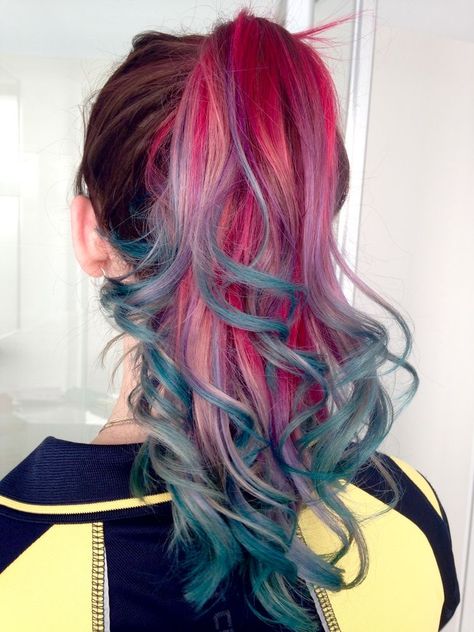 Ombre On Brown Hair, Turquoise Hair Ombre, Hair Color 2024, Blue And Pink Hair, Magical Transformation, Pink Ombre Hair, Purple Ombre Hair, Turquoise Ombre, Blue Ombre Hair