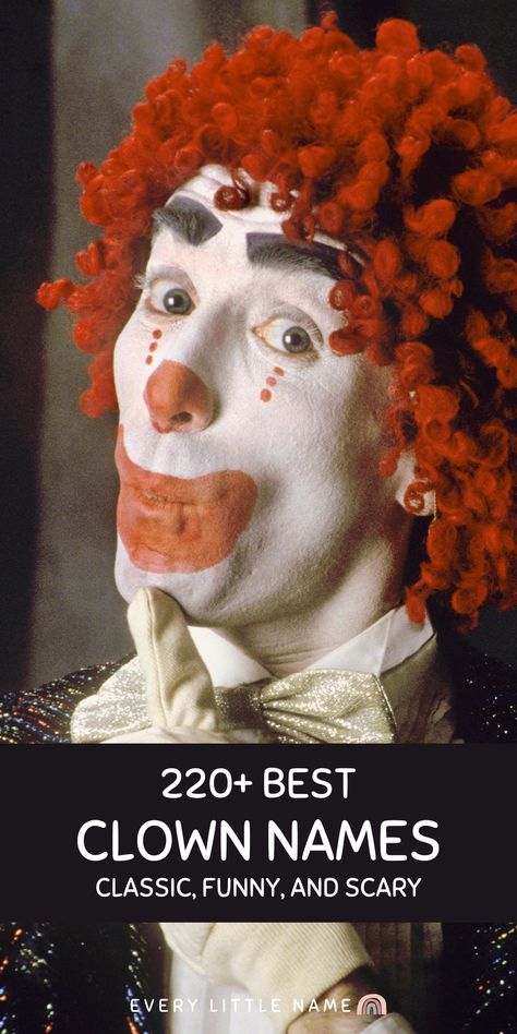 Portrait of clown. Clown Names Ideas, Clown Username Ideas, Circus Names, Clown Quotes, Types Of Clowns, Clown Ideas, Clown Names, Scary Circus, Ventriloquist Doll