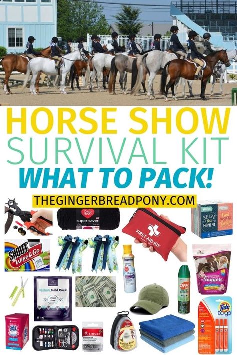 Horse Show Survival Kit: What to Pack - The Gingerbread Pony Horse Grooming Supplies, Horse Show Mom, Horse Grooming Kit, Horse Adventure, Horseback Riding Tips, Horse Braiding, Horse Competition, Horse Showing, Healthy Horses