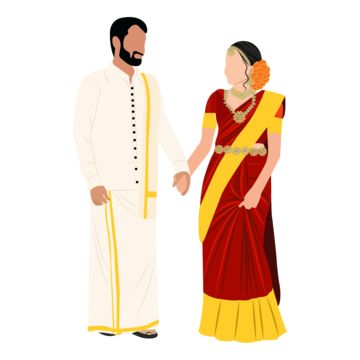 South Indian Couple, Indian Wedding Pictures, Couple Illustration Wedding, Bride And Groom Cartoon, Wedding Couple Cartoon, Couple Png, Indian Wedding Invitation Card Design, Caricature Wedding, Hindu Wedding Invitations