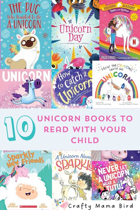 Check out this list of books about unicorns to read with your child. Unicorn Names, Unicorn Books, Mama Bird, Crafty Mama, Problem And Solution, Chapter Books, Kids Reading, Program Design, Magical Creatures