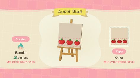 Apple stall pattern. Perfect for orchards, farmers markets, or fall decor Apple Stall Acnh, Acnh Apple Stall Design, Acnh Apple Design, Acnh Apple Orchard, Orchard Design, Stall Designs, Apple Design, Grid Design, Halloween Town