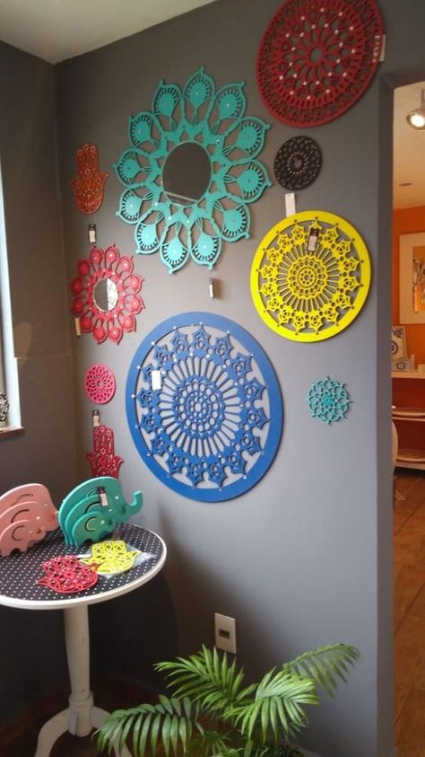 Mdf Wall Decor Ideas, Mdf Art Ideas, Mdf Crafts Ideas, Mandala Room Decor, Mdf Wall Art, Mandala Decoration, Mandala Home Decor, Room Decor Videos, Mandala Decor