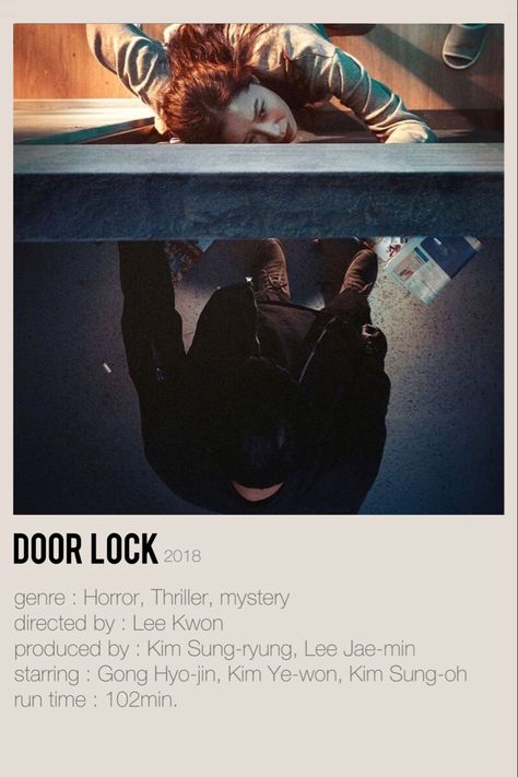 Door Lock Korean Movie, Korean Thriller Movies, Thriller Kdramas, Korean Horror Movies, Doors Movie, Romance Movie Poster, Kdrama Poster, Poster Edit, Action Movie Poster