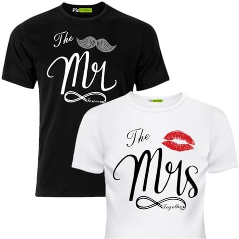 Fit Outfits, Tshirt Set, Mrs Shirt, Black T Shirts, White T Shirts, Matching Couple Shirts, Black And White Shirt, Vetements T Shirt, Couple T-shirt