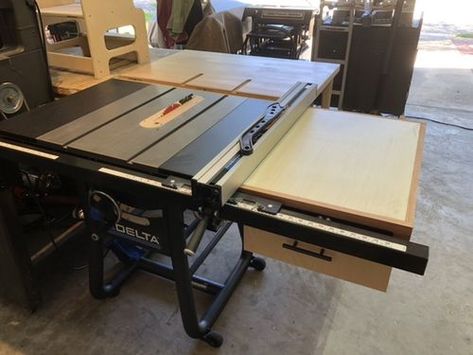 All Replies on Delta 36-725t2 @ LumberJocks.com ~ woodworking community Delta 36-725 Table Saw Station, Tablesaw Outfeed Table, Delta Table Saw, Outfeed Table, Garage Build, Table Saw Station, Sam Maloof, Shop Organization, Dust Collection