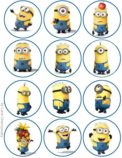 Minions topper for cupcakes Minion Craft, Minion Stickers, Despicable Me Party, Minion Christmas, Minion Theme, Minion Cupcakes, Minion Pictures, Minion Birthday Party, Minion Cake