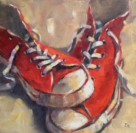 Karen Appleton, Red Pics, Red Oil Painting, Red Chucks, Red Oil, Painting Words, Sweet Art, Daily Painting, Crafts With Pictures