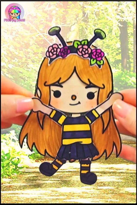 Toca Boca Bee Costume Moving Doll Templates - pinkpingdoll's Ko-fi Shop - Ko-fi ❤️ Where creators get support from fans through donations, memberships, shop sales and more! The original 'Buy Me a Coffee' Page. Cute Paper Dolls, Moving Dolls, My Talking Angela, Free Printable Paper Dolls, Talking Angela, Puppy House, Bee Costume, Paper Doll Template, Paper Toy