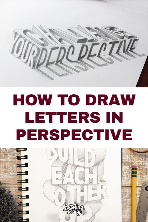 Words To Draw Ideas, Paper Crafts Letters, Letter Styles Design, How To Draw Alphabet Letters, 3d Lettering Alphabet, Cool Ways To Draw Your Name, Letters In Perspective, How To Draw Letters Fonts, Different Ways To Draw Letters