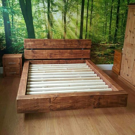 Mexican Rustic Home Decor, Bedsheets Ideas, Funky Bedroom, Rustic Bed Frame, A Frame Cabin Plans, Handmade Wood Furniture, Rustic Furniture Diy, Wooden Bed Frame, Minimalist Bed