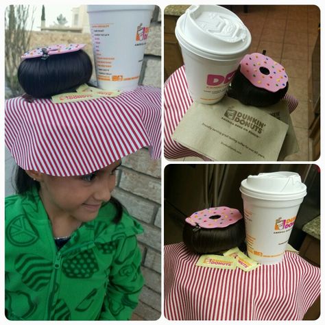 Crazy hair / hat day at school (coffee & donut) Doughnut Craft, Hat Day At School, Coffee Donut, Crazy Hat, Silly Hats, Hair Hat, Hat Day, Crazy Hats, Hay Day