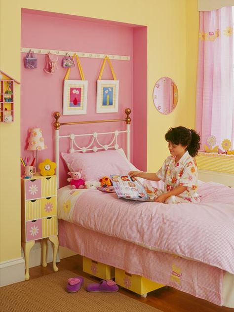 Pink and Yellow Pink And Yellow Bedroom, Yellow Kids Room, Yellow Kids Bedroom, Yellow Girls Room, Yellow Girls Bedroom, Yellow Kids Rooms, Yellow Kids, Pink Bedroom For Girls, Fantasy Bedroom