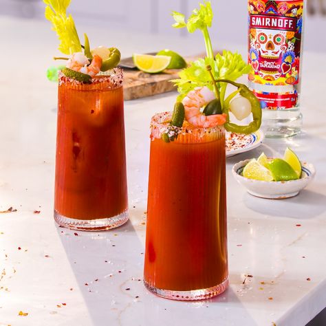 Tamarind Bloody Mary Recipe | Recipes from Ocado Tamarind Vodka Cocktail, Spicy Tamarind Vodka Recipe, Smirnoff Tamarindo Vodka Recipes, Tamarind Vodka, Smirnoff Recipes, Tamarind Recipes, Cholula Hot Sauce, Stack Of Pancakes, Cocktail List