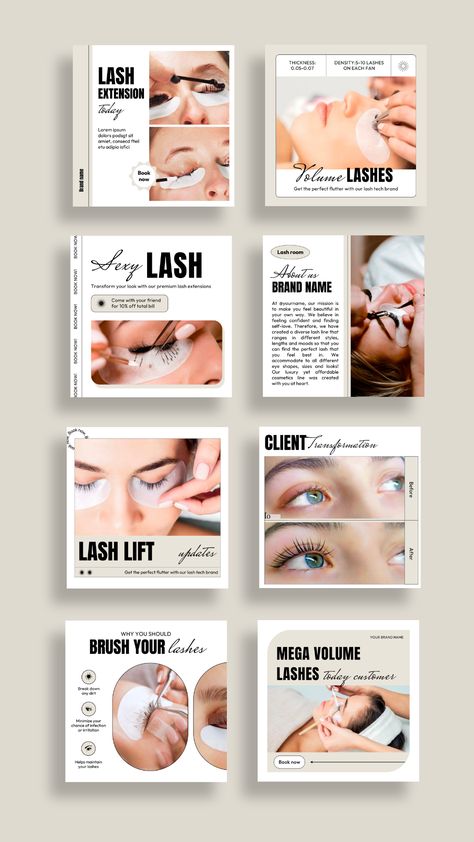 Eyelash tech Instagram templates, posts, and marketing ideas to help you grow your business, reach new clients, and stand out from the #Before_And_After_Template #Lash_Tech_Marketing #Tech_Instagram_Post #Tech_Social_Media Lash Manual Cover, Lash Tech Social Media Posts, Tech Instagram Post, Tech Social Media, Eyelash Tech, Lash Decor, Lash Tech Instagram, Lash Business, Lash Tech