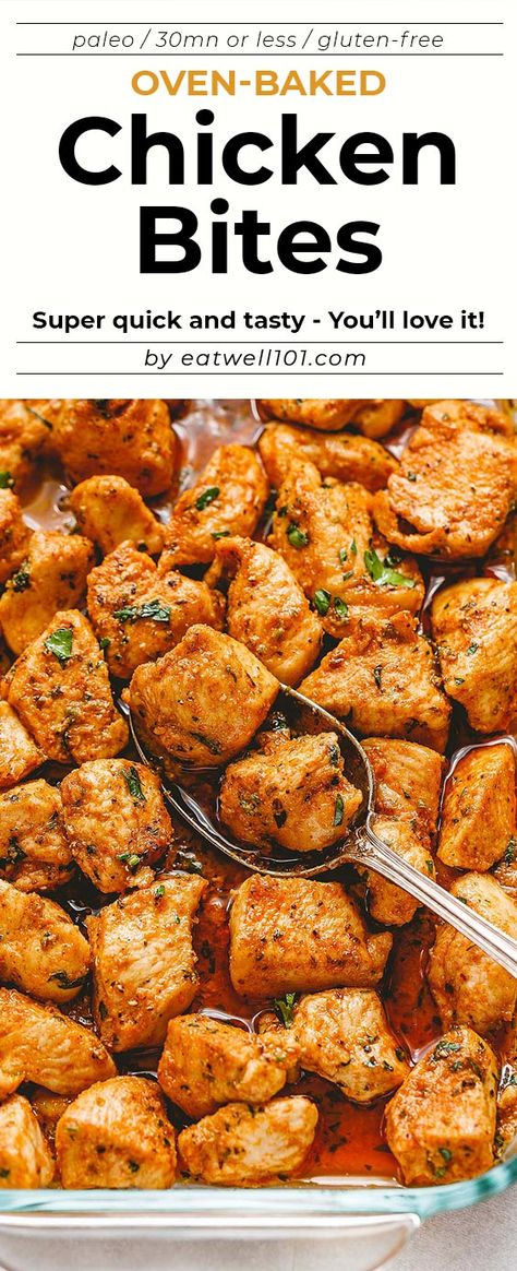 Oven Baked Chicken Bites, Chicken Bites Oven, Baked Chicken Bites, Chicken Bites Recipe, Baked Chicken Recipes Oven, Chicken Bites Recipes, Easy Oven Baked Chicken, Chicken Breast Recipes Baked, Chicken Thigh Recipes Oven