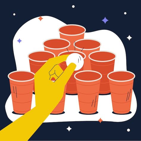 Beer Pong Illustration, Carnaval Post, Beer Pong Tournament, Carnival Design, Beer Pong Tables, Illustration Flat, Beer Party, Design Illustrations, Beer Pong